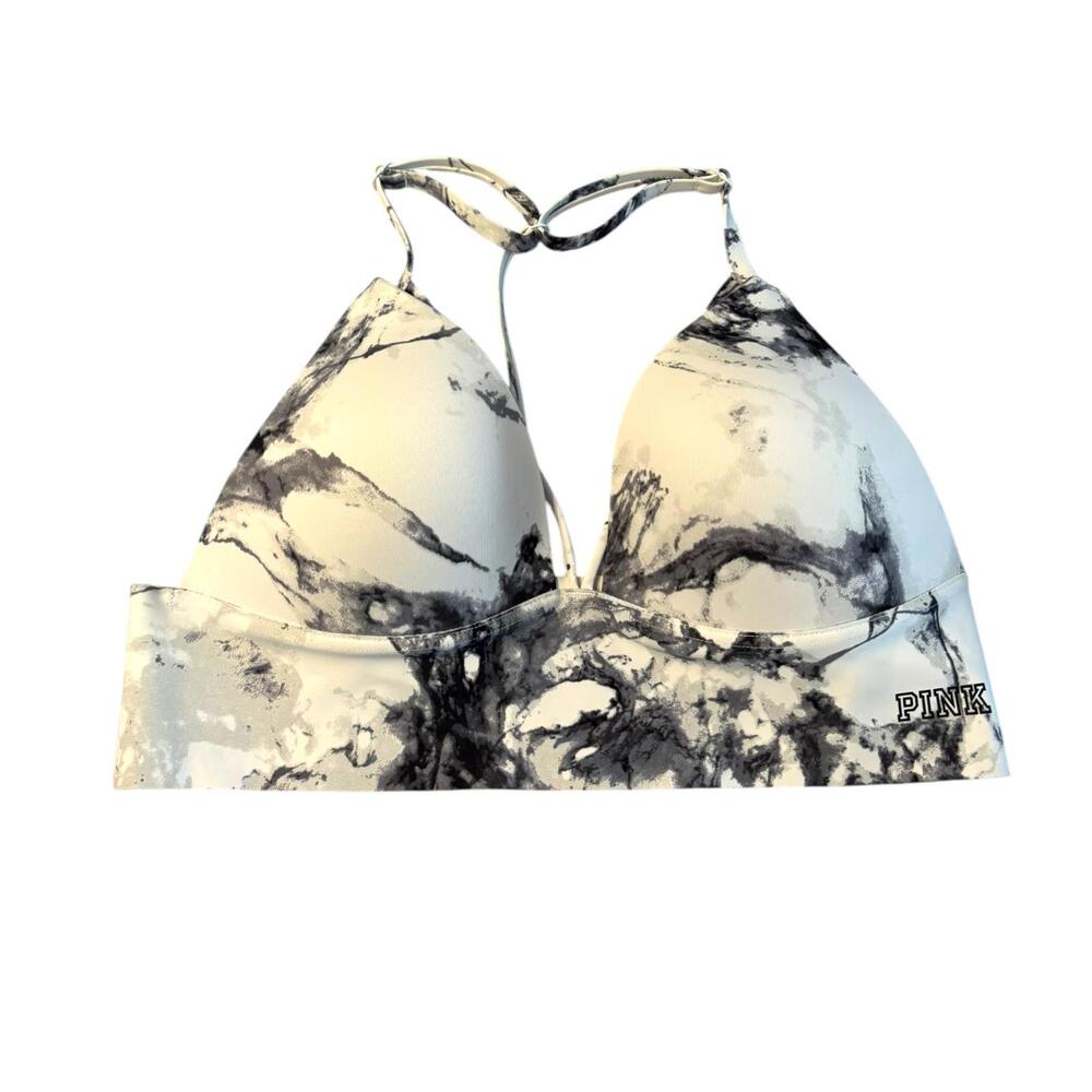 Victoria’s Secret PINK Bonded Bralette L C85 D80 E80 B85 Marble Print Wireless